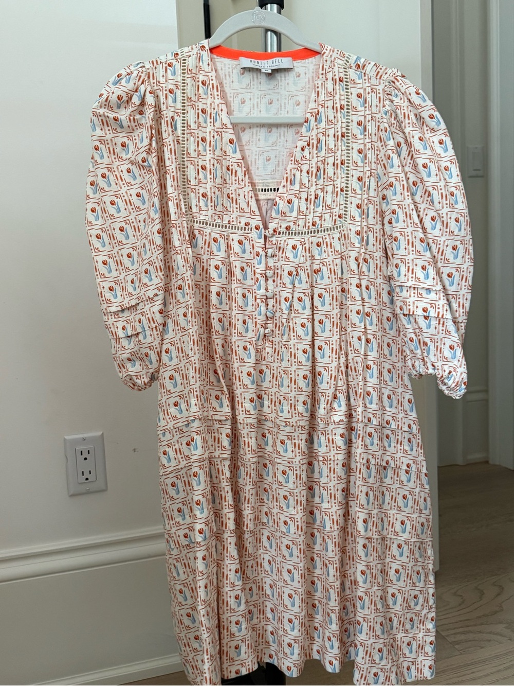 HUNTER BELL Cream Mini Dress with Orange and Blue Floral